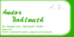 andor wohlmuth business card